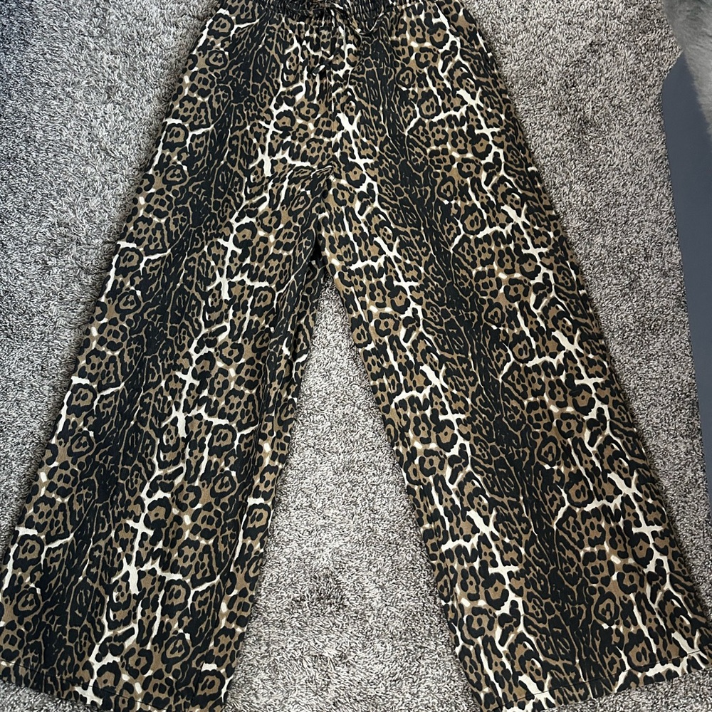 Leopard Print Wide Leg Jeans